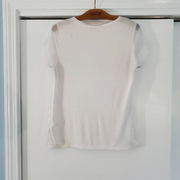 New York & Company White Short Sleeve Scoop Neck XSmall Blouse - Picture 6 of 10